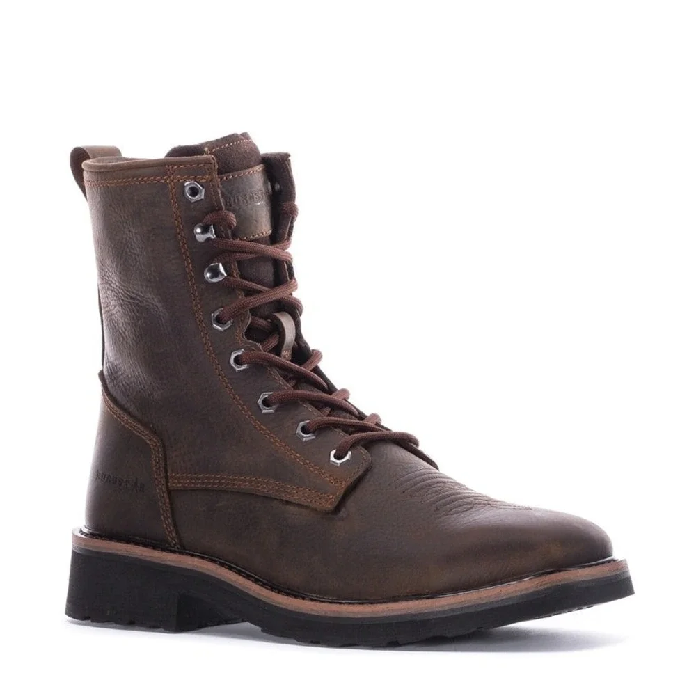 Men's Size 13 - EUROSTAR Tuffy Square Lace Steel Toe Work Boots Dark Brown NEW